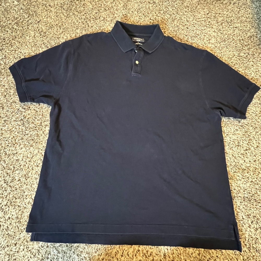 Pendleton Mens Navy Blue 100% Cotton‎ Pique Short Sleeve Polo Shirt Large L